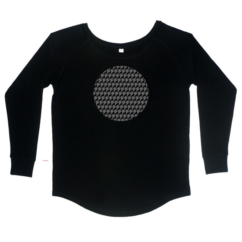 T-Shirt manica lunga da donna, girocollo profondo, con grafica cane Terranova - Newfy Optical T-Shirt manica lunga da donna, girocollo profondo, con grafica cane Terranova - Newfy Optical
