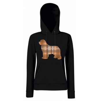 Felpa da donna con cappuccio con grafica cane Terranova - Newfy Tartan