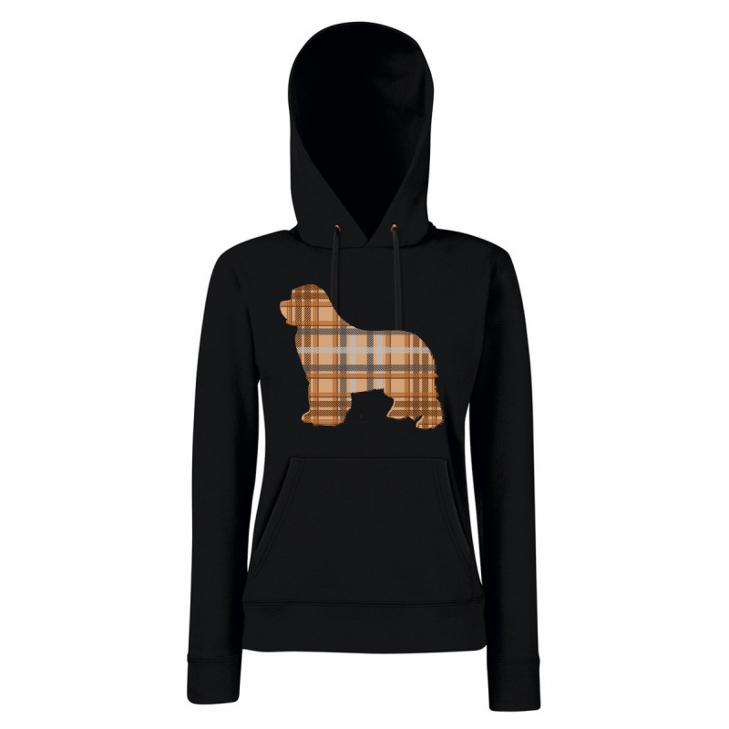Felpa da donna con cappuccio con grafica cane Terranova - Newfy Tartan Felpa da donna con cappuccio con grafica cane Terranova - Newfy Tartan