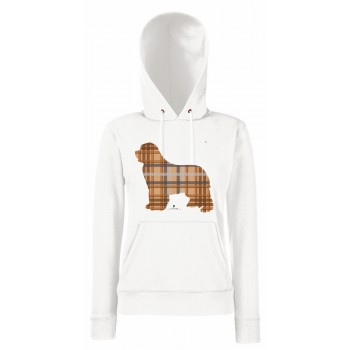 Felpa da donna con cappuccio con grafica cane Terranova - Newfy Tartan