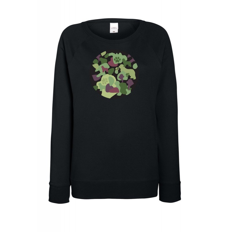 Felpa leggera da donna con grafica cane Terranova - Newfy Camouflage Felpa leggera da donna con grafica cane Terranova - Newfy Camouflage