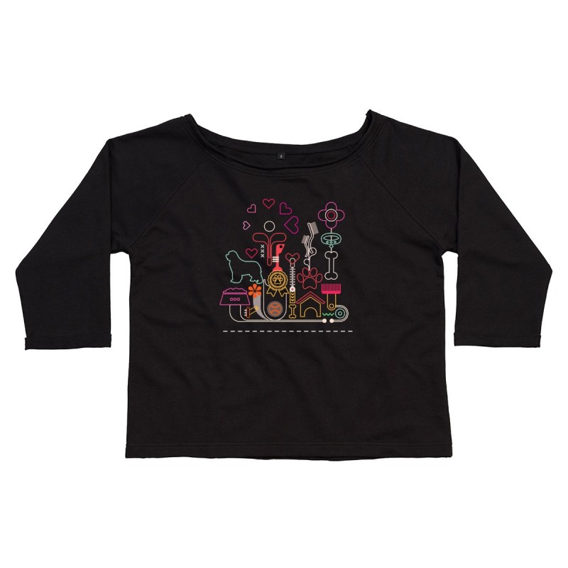 Felpa da donna in cotone organico manica 3/4 con grafica cane Terranova - Newfy Passion 2 Felpa da donna in cotone organico manica 3/4 con grafica cane Terranova - Newfy Passion 2