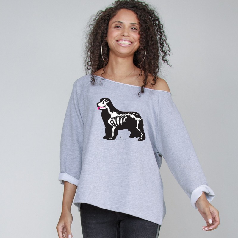 Felpa da donna in cotone organico manica 3/4 con grafica cane Terranova - Newfy X Ray Felpa da donna in cotone organico manica 3/4 con grafica cane Terranova - Newfy X Ray
