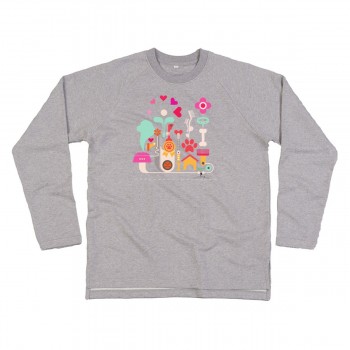 Felpa in cotone organico da donna con grafica cane Terranova - Newfy Passion 1