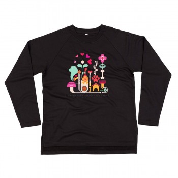 Felpa in cotone organico da donna con grafica cane Terranova - Newfy Passion 1