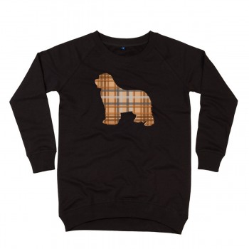 Felpa lunga da donna con grafica cane Terranova - Newfy Tartan