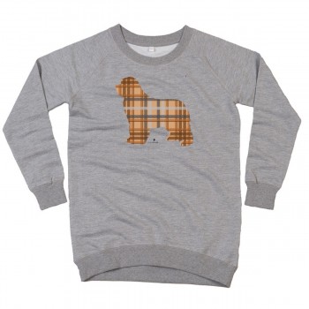 Felpa lunga da donna con grafica cane Terranova - Newfy Tartan