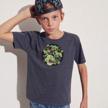 T-shirt bambino con grafica cane Terranova Newfy Camouflage