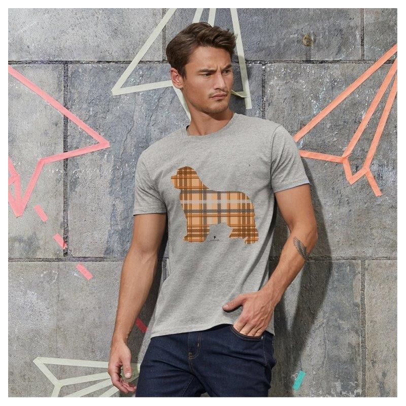 T-Shirt uomo con grafica cane Terranova - Tartan T-Shirt uomo con grafica cane Terranova - Tartan