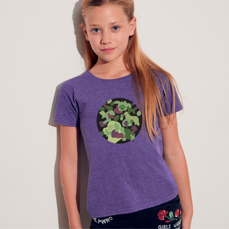T shirt bimba con grafica cane Terrranova Newfy Camouflage T shirt bimba con grafica cane Terrranova Newfy Camouflage