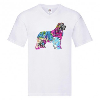 T-shirt scollo a V con grafica Terranova Newfy Cartoon