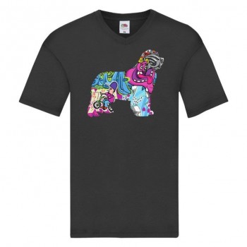T-shirt scollo a V con grafica Terranova Newfy Cartoon