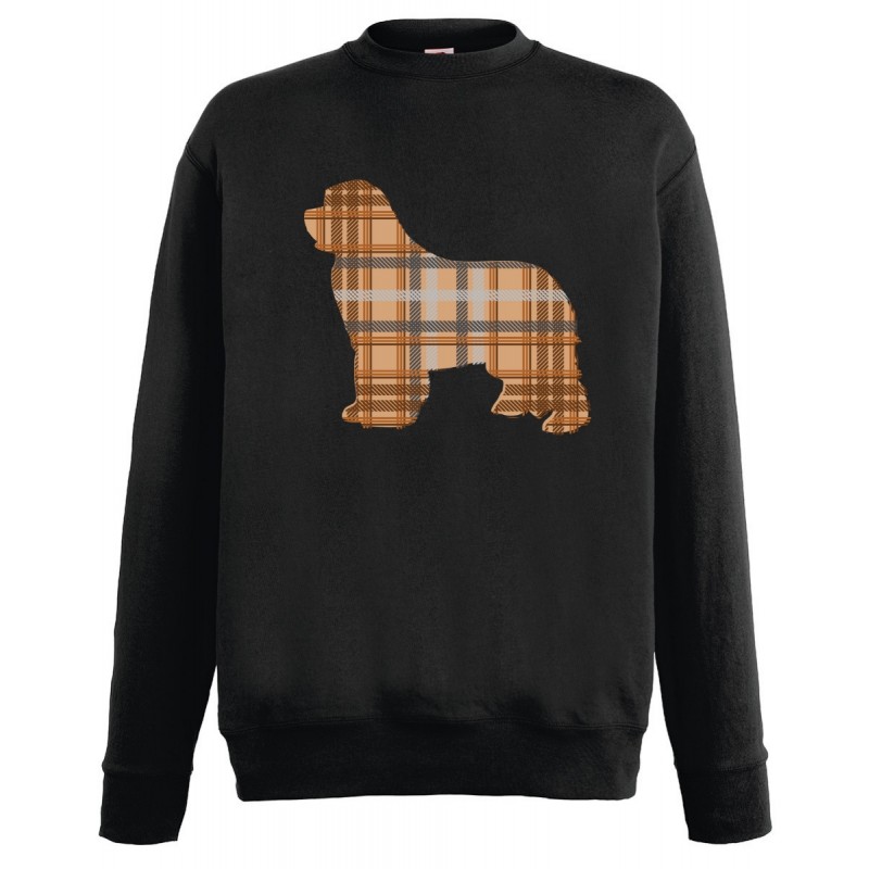 Felpa girocollo bambini con grafica Cane Terranova Newfy Tartan Felpa girocollo bambini con grafica Cane Terranova Newfy Tartan