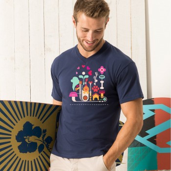 T-shirt scollo a V con grafica Terranova Newfy Passion 1