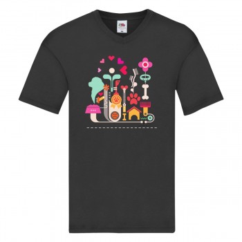T-shirt scollo a V con grafica Terranova Newfy Passion 1
