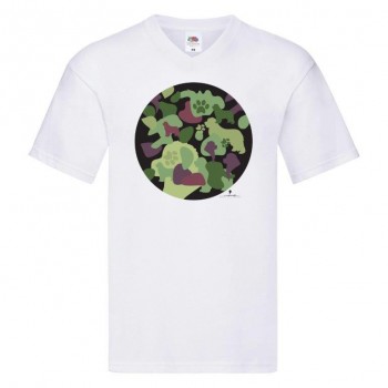T-shirt scollo a V con grafica Terranova Newfy camouglage