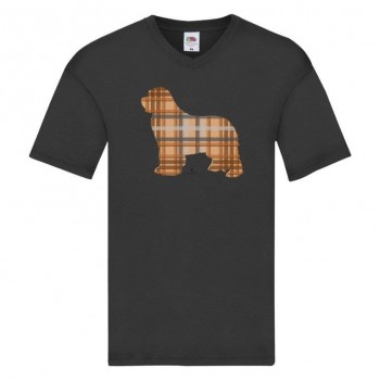 T-shirt scollo a V con grafica Terranova Newfy Tartan