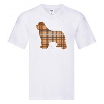 T-shirt scollo a V con grafica Terranova Newfy Tartan