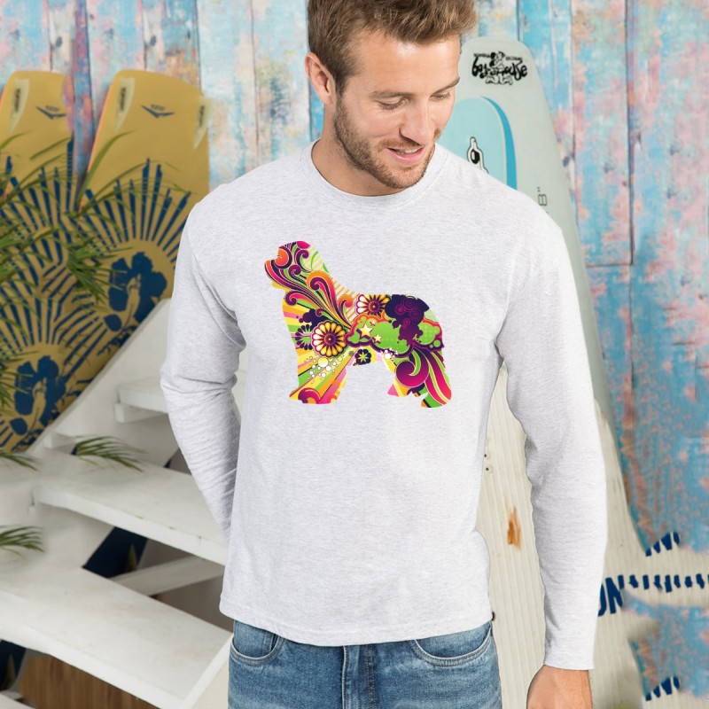T-shirt manica lunga con grafica cane Terranova Newfy Vintage T-shirt manica lunga con grafica cane Terranova Newfy Vintage