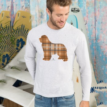 T-shirt manica lunga con grafica cane Terranova Newfy Tartan