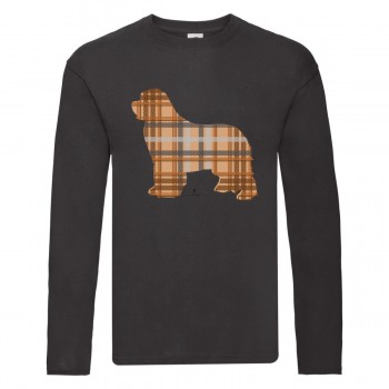 T-shirt manica lunga con grafica cane Terranova Newfy Tartan