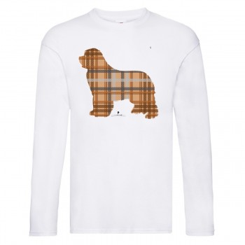 T-shirt manica lunga con grafica cane Terranova Newfy Tartan