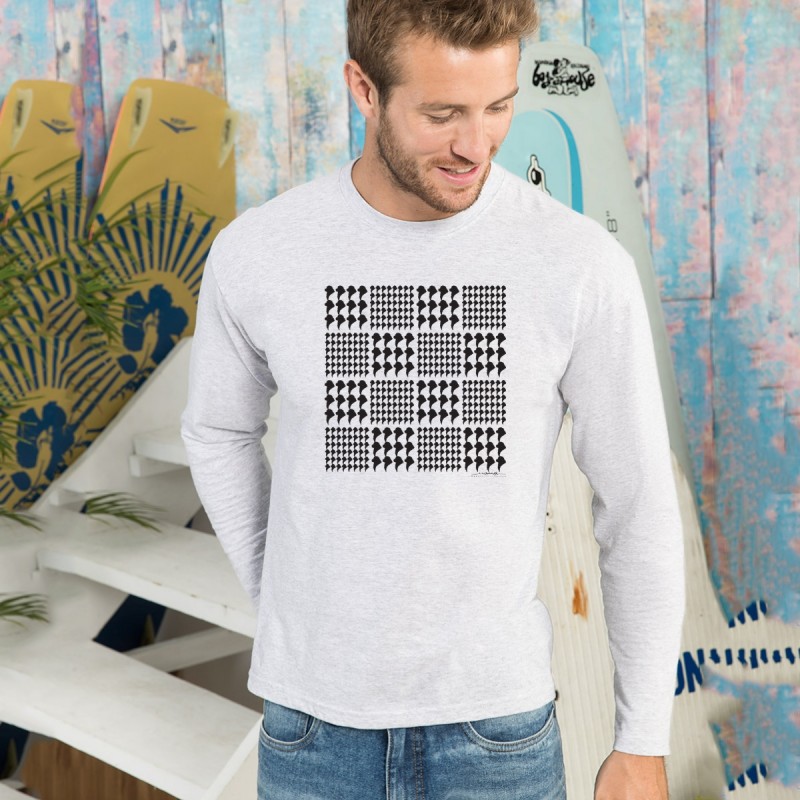 T-shirt manica lunga con grafica cane Terranova Newfy Prince of Wales T-shirt manica lunga con grafica cane Terranova Newfy Prince of Wales