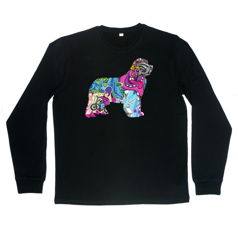 T-shirt manica lunga Superstar con grafica cane Terranova Newfy Cartoon T-shirt manica lunga Superstar con grafica cane Terranova Newfy Cartoon