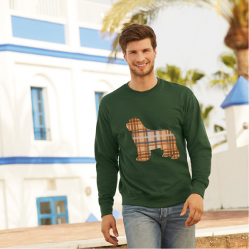 Felpa leggera da uomo con grafica cane Terranova  Newfy Tartan