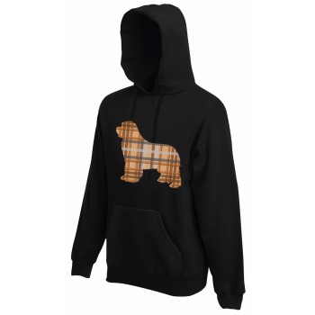 Felpa con cappuccio da uomo con grafica cane Terranova Newfy Tartan