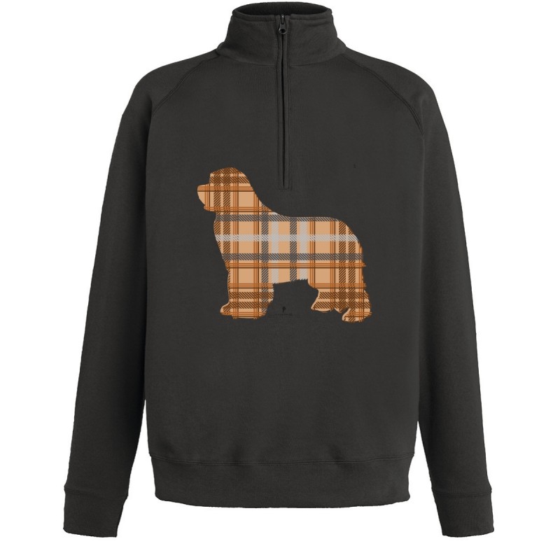 Felpa leggera con zip da uomo con grafica cane Terranova Newfy Tartan Felpa leggera con zip da uomo con grafica cane Terranova Newfy Tartan