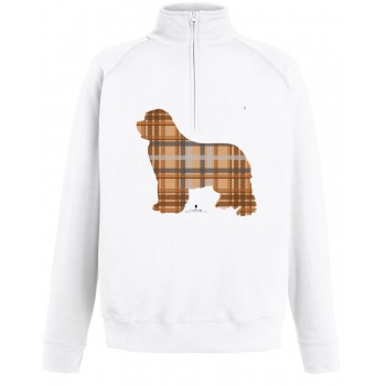 Felpa leggera con zip da uomo con grafica cane Terranova Newfy Tartan