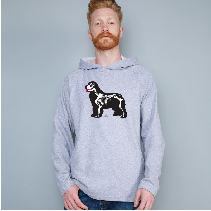 Felpa uomo leggera con cappuccio con grafica cane Terranova Newfy X Ray