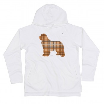 Felpa uomo leggera con cappuccio con grafica cane Terranova Newfy Tartan