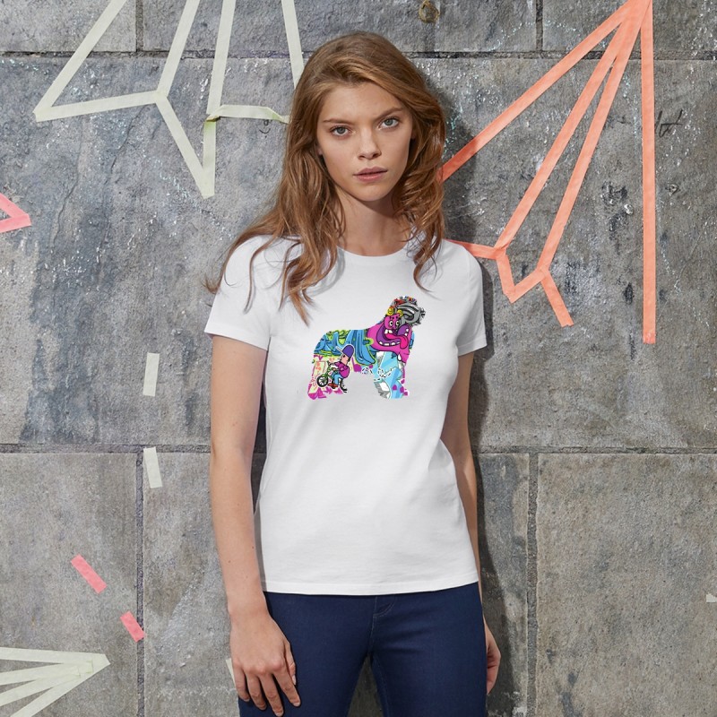 T-Shirt donna cane Terranova - grafica Newfy Cartoon T-Shirt donna cane Terranova - grafica Newfy Cartoon