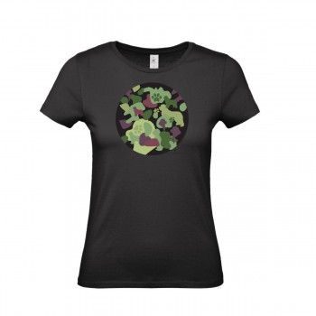 T-Shirt donna con grafica cane Terranova Newfy Camouflage