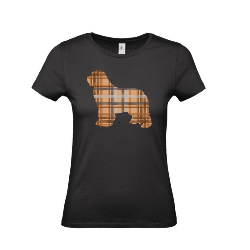 T-Shirt donna con grafica cane Terranova Newfy Tartan T-Shirt donna con grafica cane Terranova Newfy Tartan