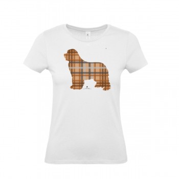 T-Shirt donna con grafica cane Terranova Newfy Tartan