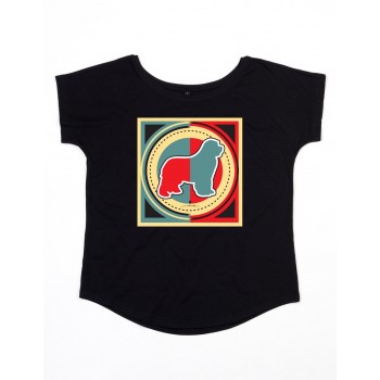 T-Shirt girocollo profondo da donna con grafica cane Terranova - Newfy Industrial