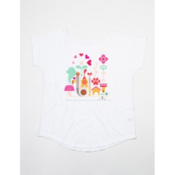 T-Shirt girocollo profondo da donna con grafica cane Terranova - Newfy Passion 1
