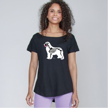 T-Shirt girocollo profondo da donna con grafica cane Terranova - Newfy X Ray