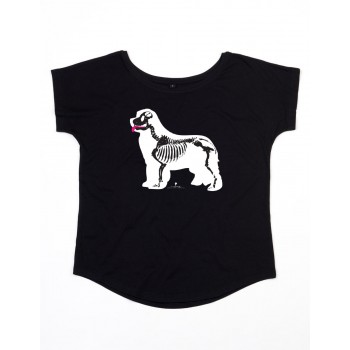 T-Shirt girocollo profondo da donna con grafica cane Terranova - Newfy X Ray