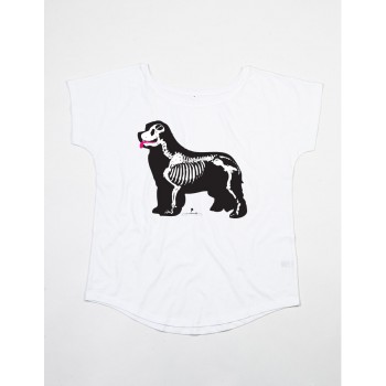 T-Shirt girocollo profondo da donna con grafica cane Terranova - Newfy X Ray