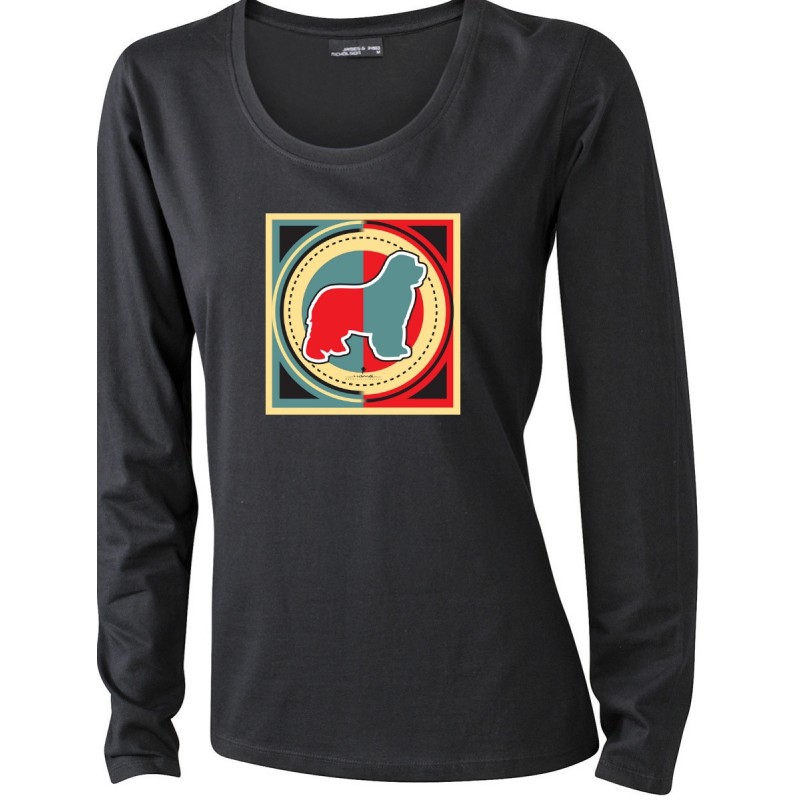 T-Shirt manica lunga da donna con grafica cane Terranova - Newfy Industrial T-Shirt manica lunga da donna con grafica cane Terranova - Newfy Industrial
