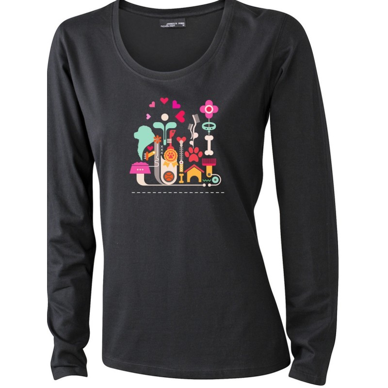T-Shirt manica lunga da donna con grafica cane Terranova - Newfy Passion 1 T-Shirt manica lunga da donna con grafica cane Terranova - Newfy Passion 1