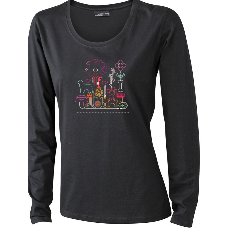 T-Shirt manica lunga da donna con grafica cane Terranova - Newfy Passion T-Shirt manica lunga da donna con grafica cane Terranova - Newfy Passion