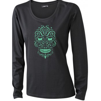T-Shirt manica lunga da donna con grafica cane Terranova - Newfy la noche de los muertos 1
