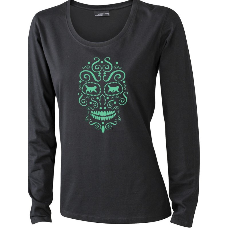 T-Shirt manica lunga da donna con grafica cane Terranova - Newfy la noche de los muertos 1 T-Shirt manica lunga da donna con grafica cane Terranova - Newfy la noche de los muertos 1