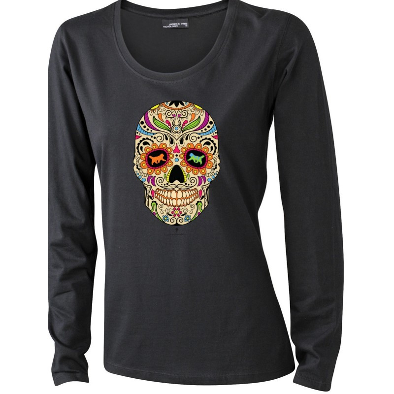 T-Shirt manica lunga da donna con grafica cane Terranova - Newfy la noche de los muertos 2 T-Shirt manica lunga da donna con grafica cane Terranova - Newfy la noche de los muertos 2