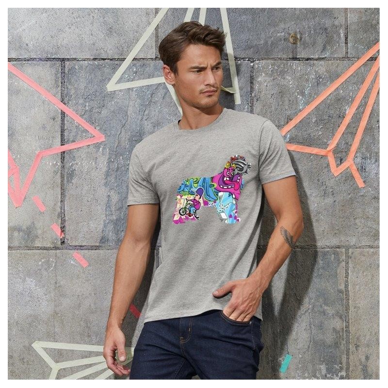 T-Shirt uomo cane Terranova - grafica Newfy Cartoon T-Shirt uomo cane Terranova - grafica Newfy Cartoon